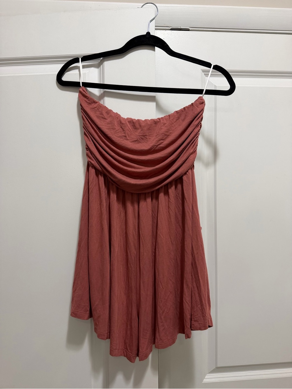 American Threads Strapless Draped Romper - Dusty Rose